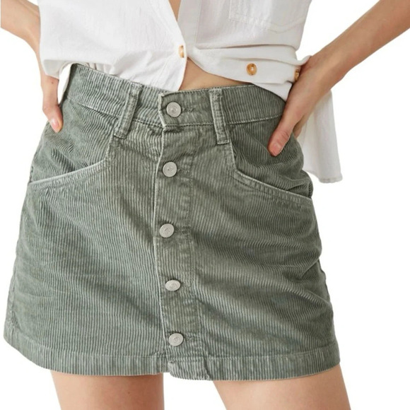 FREE PEOPLE Ray Corduroy Mini Skirt Size 12 NWT - Picture 2 of 7